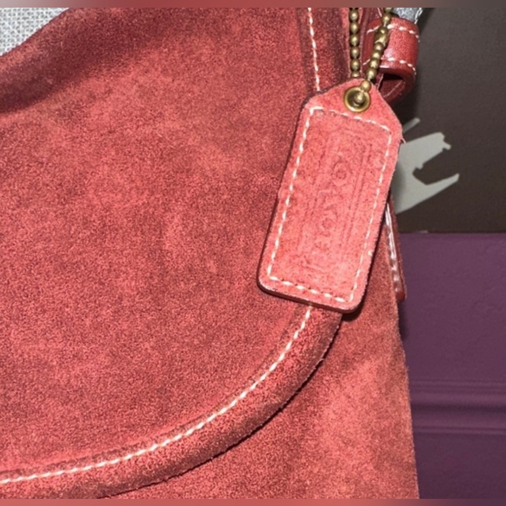 Coach Red Suede Shoulder Bag - Picture 2 of 5